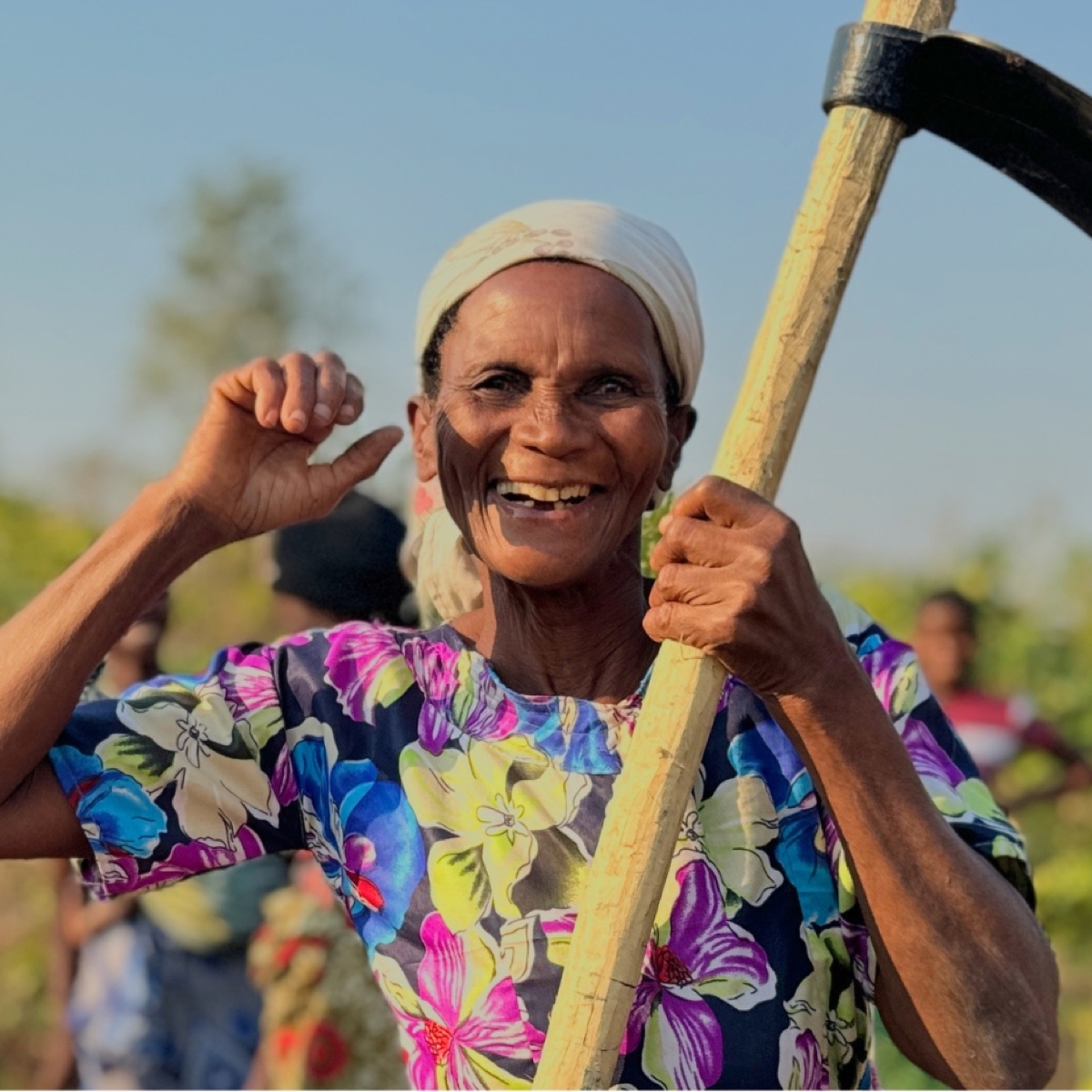 A joyful 3R beneficiary farmer in Cheringoma